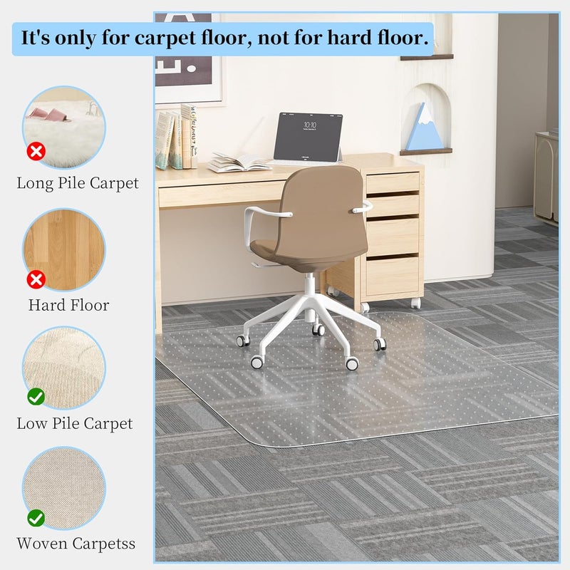 Tonaus Office Chair Mat for Carpet, 48"×60" Transparent Carpet Floor Protector Cover Rug Mat with Non-Slip Studded, 2.2mm Thick Heavy Duty for Home Computer Desk Rolling Chair Carpets Low Pile - Image 3
